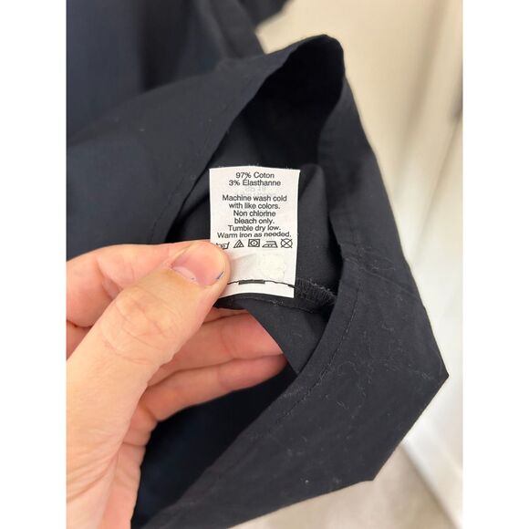 J Crew Ruffle Tie-Sleeve Shift Dress Size 12 Black V Neck Cotton 3/4‎ Sleeves - Picture 6 of 9